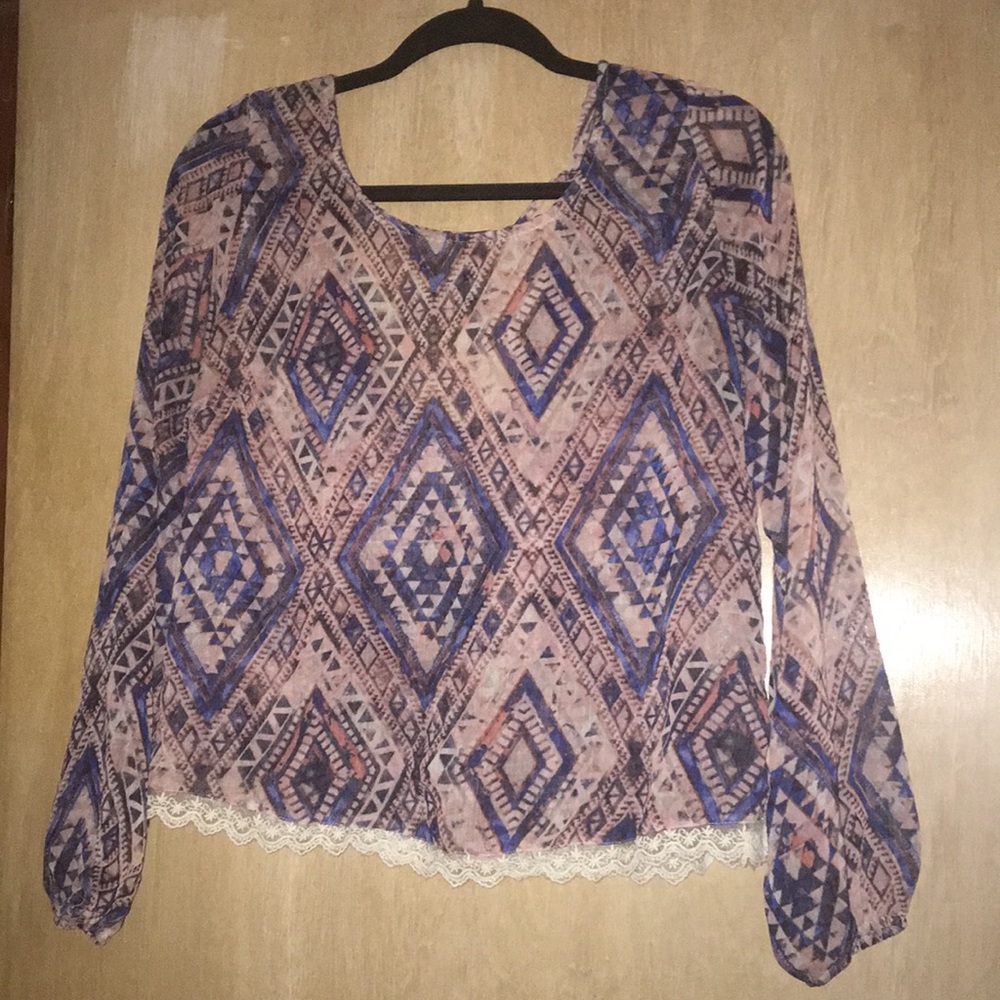Charlotte Russe patterned top pink and blue.